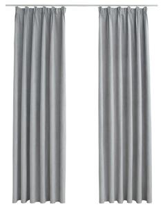 Mörkläggningsgardiner med krokar 2 st grå 140x225 cm - Mocka/Grå