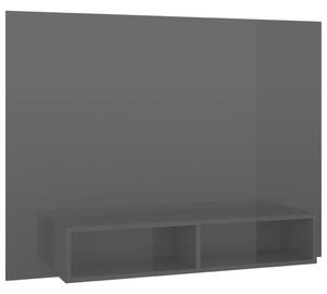 Väggmonterat tv-skåp grå högglans 120x23,5x90 cm spånskiva