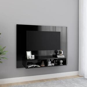 Väggmonterat tv-skåp svart högglans 120x23,5x90 cm spånskiva