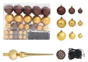 Julgranskulor 120 st med spira och 300 LED guld och brons - Guld/Brons
