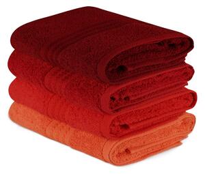 Handduk Hobby 50x90 cm 4-pack - Orange/Röd/Rosa