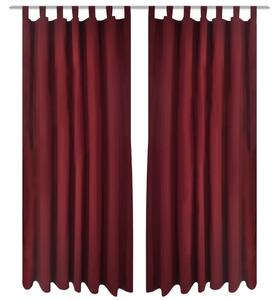 2-pack gardiner med öglor i vinröd microsatin 140x175 cm -