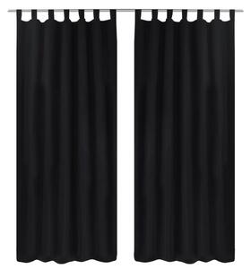 2-pack gardiner med öglor i svart microsatin 140x175 cm - Svart