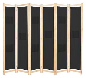 Rumsavdelare 6 paneler 240x170x4 cm svart tyg - Svart