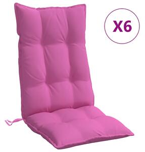 Stolsdynor för stolar med hög rygg 6 st rosa oxfordtyg