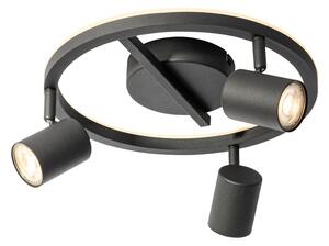 Svart takspotlight GU10 50 mm 3-ljus rund inkl. bakgrundsbelysning - Back Up