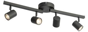 Svart takspotlight GU10 50 mm 4-ljus inkl. bakgrundsbelysning - Back Up
