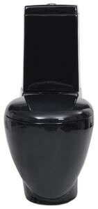 Toalettstol keramik vattenflöde bakom svart