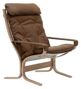 LK Hjelle - Siesta Classic High With Armrests Vintage Rangers 418 - Fåtöljer - Ingmar Relling - Brun - Läder/Naturmaterial/Trä