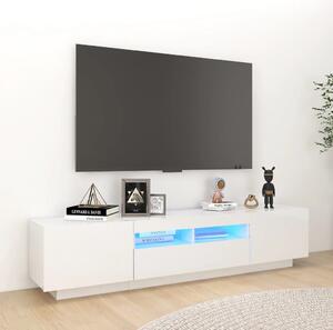 TV-bänk med LED-belysning vit högglans 180x35x40 cm