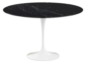 Knoll - Saarinen Round Table - Matbord, Ø 120 cm, Vitt underrede, skiva i matt svart Marquina marmor - Matbord - Eero Saarinen