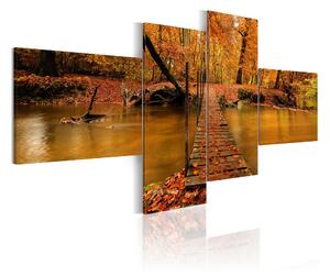 Tavla A Footbridge Over A Forest Stream 200x90 - Artgeist sp. z o. o