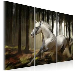 Tavla A White Horse In The Midst Of The Trees 120x80 - Artgeist sp. z o. o