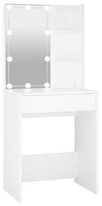Sminkbord med LED vit 60x40x140 cm