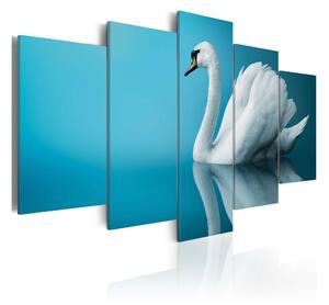 Tavla A Swan In Blue 100X50 Blå\|Vit - Artgeist sp. z o. o