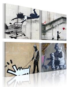 Tavla Banksy Fyra Orginal Idéer 80x80 - Artgeist sp. z o. o