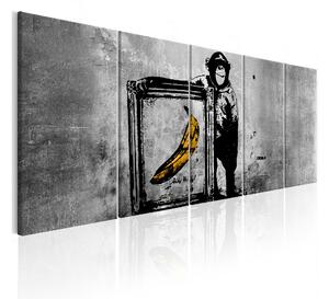 Tavla Banksy Monkey With Frame 225x90 - Artgeist sp. z o. o