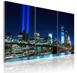 Tavla Blue Lights In New York 120x80 - Artgeist sp. z o. o