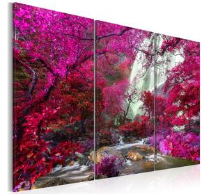 Tavla Beautiful Waterfall Pink Forest 90x60 - Artgeist sp. z o. o