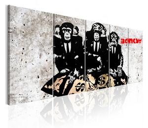 Tavla Banksy Three Monkeys 225x90 - Artgeist sp. z o. o