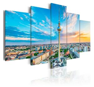 Tavla Berlin Tv Tower Germany 100X50 Blå\|Flerfärgad - Artgeist sp. z o. o