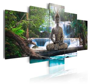 Tavla Buddha And Waterfall 100x50 - Artgeist sp. z o. o