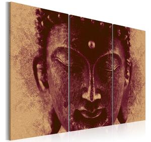 Tavla Buddha Face 120X80 Röd - Artgeist sp. z o. o