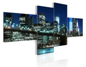 Tavla Brooklyn Bridge Illuminated At Night 100x45 - Artgeist sp. z o. o