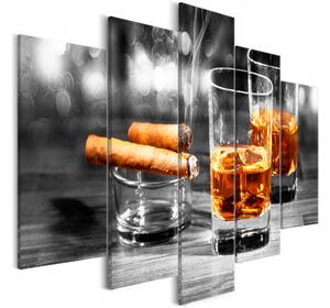 Tavla Cigars And Whiskey 5 Parts Wide 225x100 - Artgeist sp. z o. o