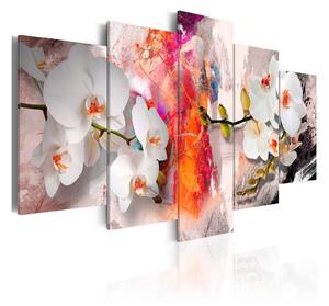 Tavla Colorful Background And Orchids 100x50 - Artgeist sp. z o. o