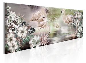 Tavla Flamingoes And Flowers 150x50 - Artgeist sp. z o. o