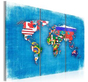 Tavla Flags Of The World Triptych 120x80 - Artgeist sp. z o. o