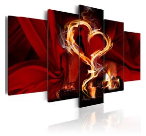 Tavla Flames Of Love Heart 100x50 - Artgeist sp. z o. o
