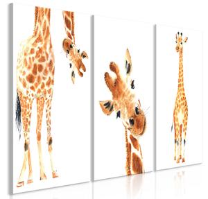 Tavla Funny Giraffes 3 Parts 120X60 Flerfärgad\|Vit - Artgeist sp. z o. o