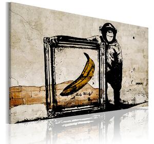 Tavla Inspired By Banksy Sepia 60X40 Beige\|Vit\|Svart - Artgeist sp. z o. o