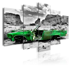 Tavla Green Retro Car At Colorado Desert 100x50 - Artgeist sp. z o. o