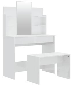 Sminkbord set vit högglans 96x40x142 cm