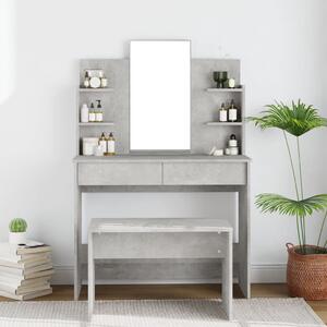 Sminkbord med spegel betonggrå 96x40x142 cm