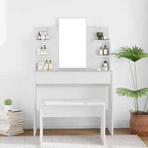 Sminkbord med spegel vit 96x40x142 cm