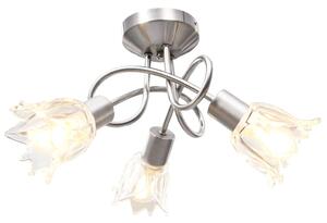 Taklampa med transparenta glasskärmar för 3 E14-lampor tulpan