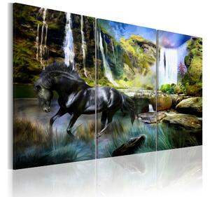 Tavla Horse On The Sky-Blue Waterfall Background 120x80 - Artgeist sp. z o. o