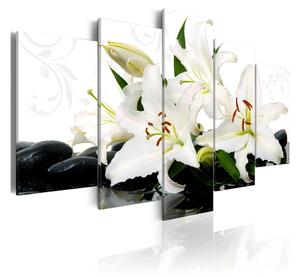 Tavla Lilies And Zen Stones 100x50 - Artgeist sp. z o. o