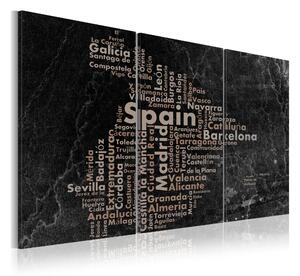 Tavla Map Of Spain On The Blackboard Triptich 60x30 - Artgeist sp. z o. o