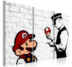 Tavla Mario Bros Banksy 90x60 - Artgeist sp. z o. o
