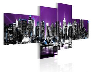 Tavla New York On A Violet Background 100x45 - Artgeist sp. z o. o