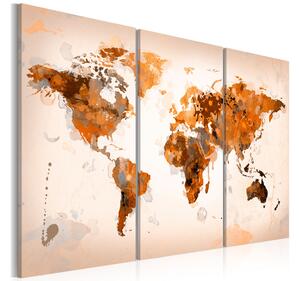Tavla Map Of The World Desert Storm Triptych 120x80 - Artgeist sp. z o. o