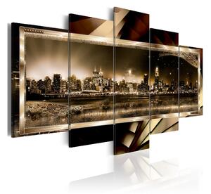 Tavla New York Starry Night Sepia 100x50 - Artgeist sp. z o. o