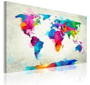 Tavla Map Of The World An Explosion Of Colors 60x40 - Artgeist sp. z o. o