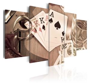 Tavla Poker Night Sepia 200X100 Flerfärgad\|Beige\|Vit - Artgeist sp. z o. o