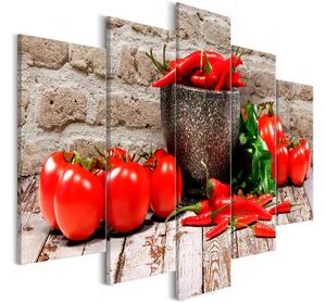 Tavla Red Vegetables 5 Parts Brick Wide 100x50 - Artgeist sp. z o. o